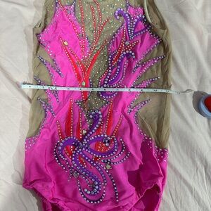 Vibrant Pink and Purple Embellished Leotard